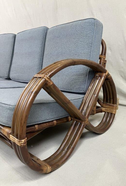 Mid Century Modern Rattan Pretzel Modular Sofa - 4