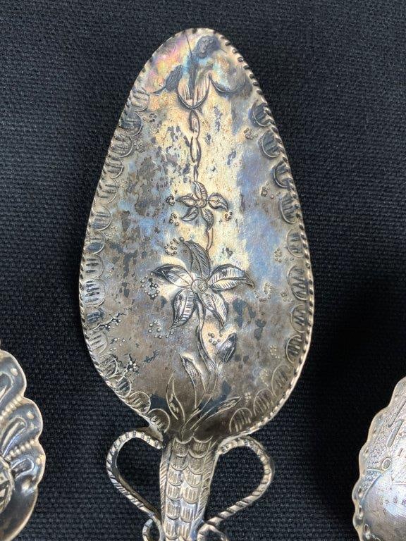 Three Sterling Silver Repousse Spoons - 2