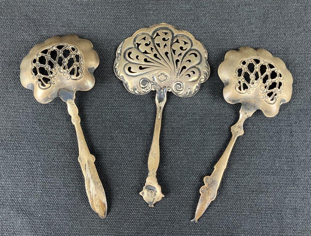 Three Sterling Silver Pierced Spoons - 5