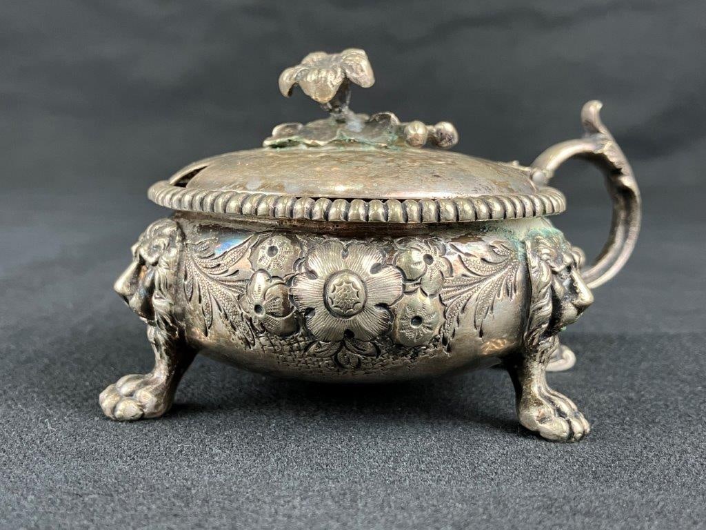 Ornate Silverplate Mustard Pot - 3