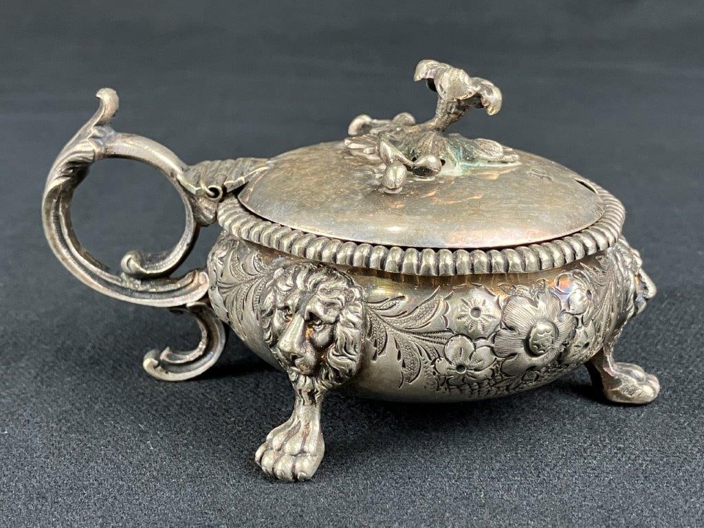 Ornate Silverplate Mustard Pot - 7