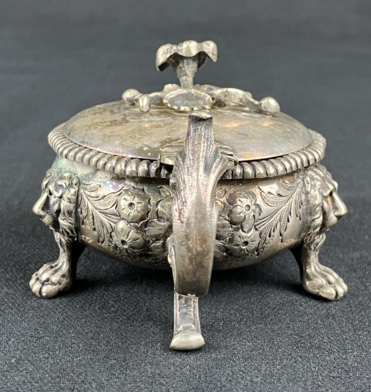 Ornate Silverplate Mustard Pot - 8