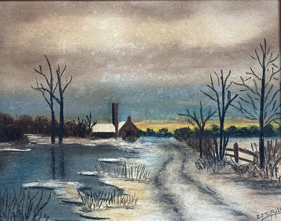 Signed Country Pastel Landscape Drawing - 2