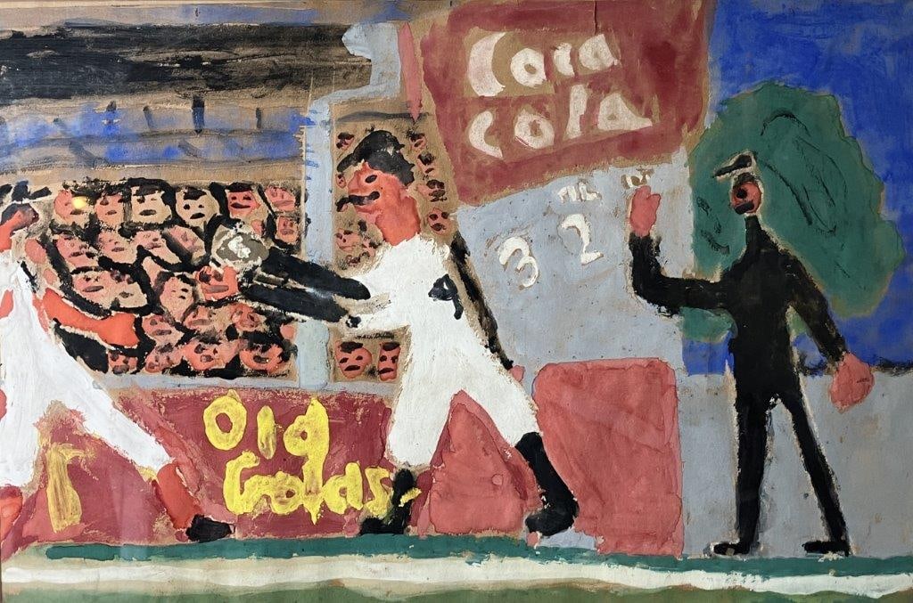 Mid-Century Baseball Watercolor Painting - 2