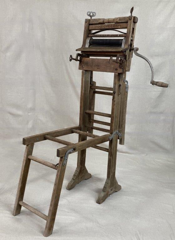 Antique Anchor Brand Folding Bench Clothes Wringer - 10