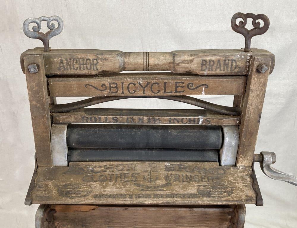 Antique Anchor Brand Folding Bench Clothes Wringer - 3