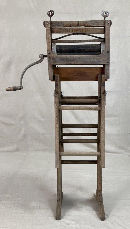 Antique Anchor Brand Folding Bench Clothes Wringer - 7