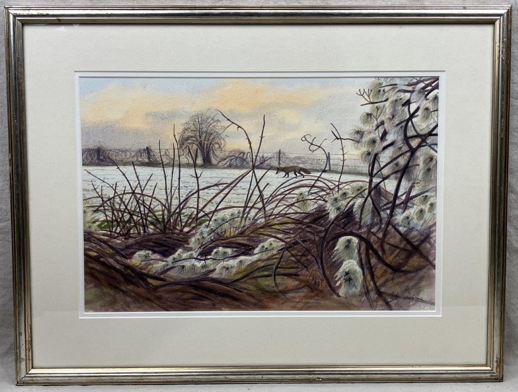 Signed Winter Landscape Watercolor Painting (1 of 6)