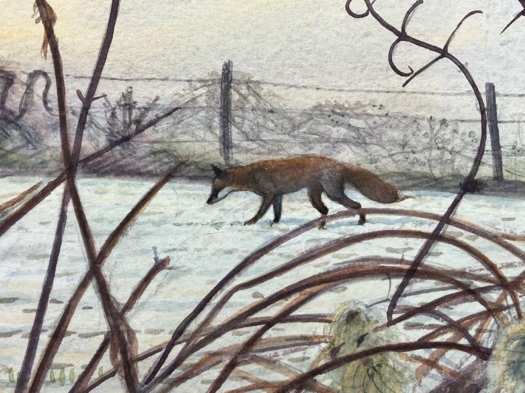 Signed Winter Landscape Watercolor Painting - 3