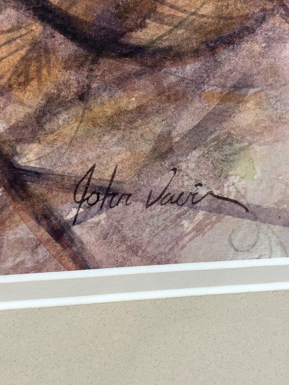 Signed Winter Landscape Watercolor Painting - 4