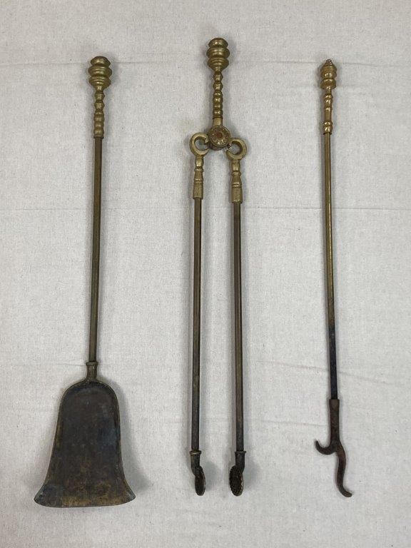 Fine Set of Brass Fireplace Tools - 5