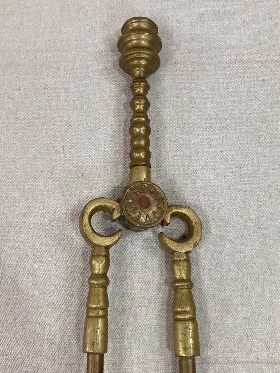 Fine Set of Brass Fireplace Tools - 6