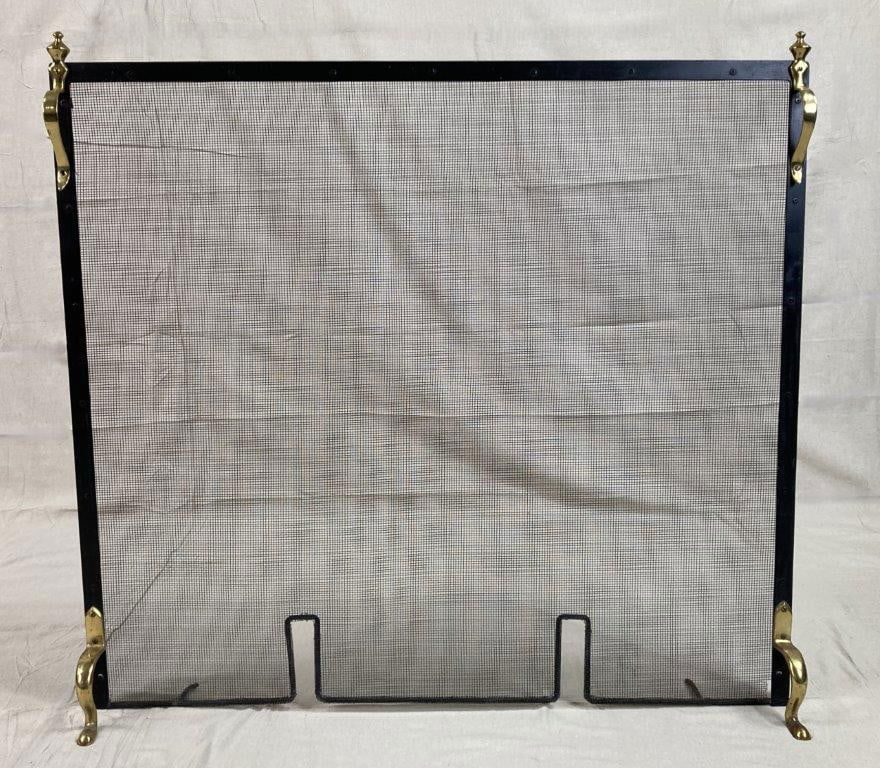 Fireplace Screen with Brass Accents - 2