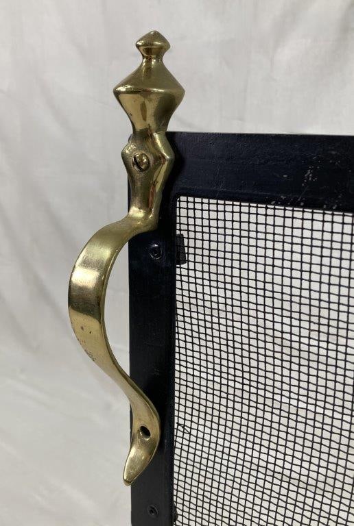 Fireplace Screen with Brass Accents - 4