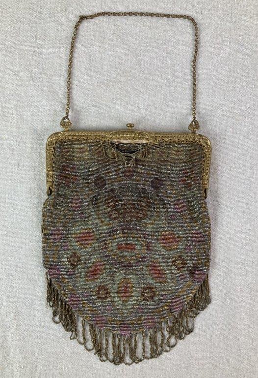Antique French Glass Bead Purse - 2