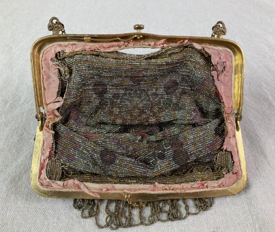 Antique French Glass Bead Purse - 9
