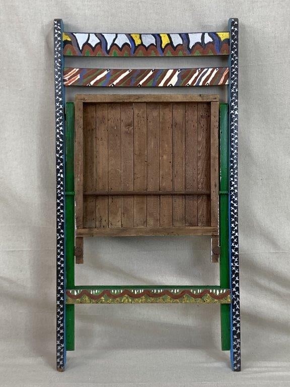 Folk Art Painted Folding Chair - 7