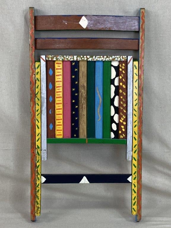 Folk Art Painted Folding Chair - 8