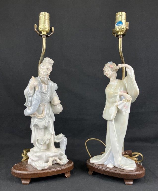 Two Japanese Porcelain Figural Lamps - 2