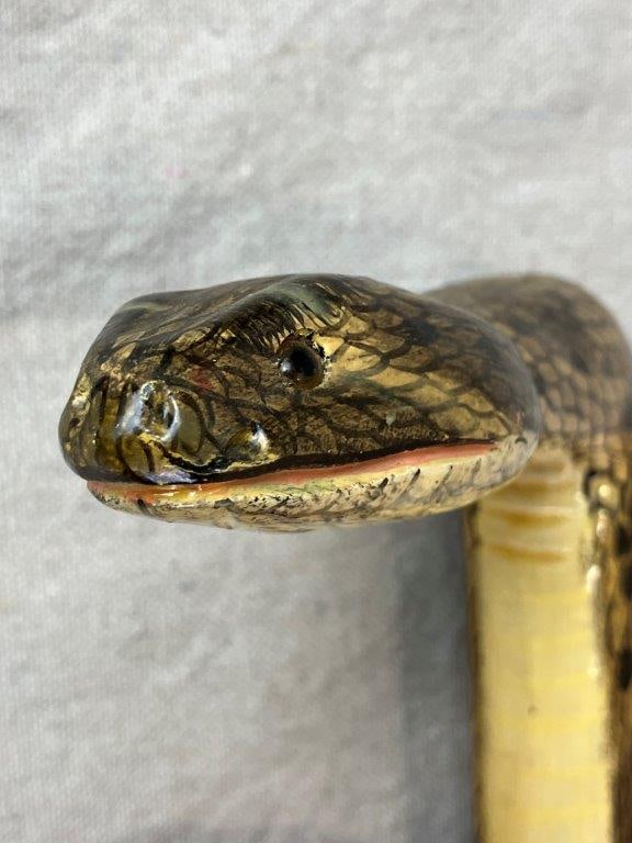 Folk Art Carved Copperhead Snake Cane - 2