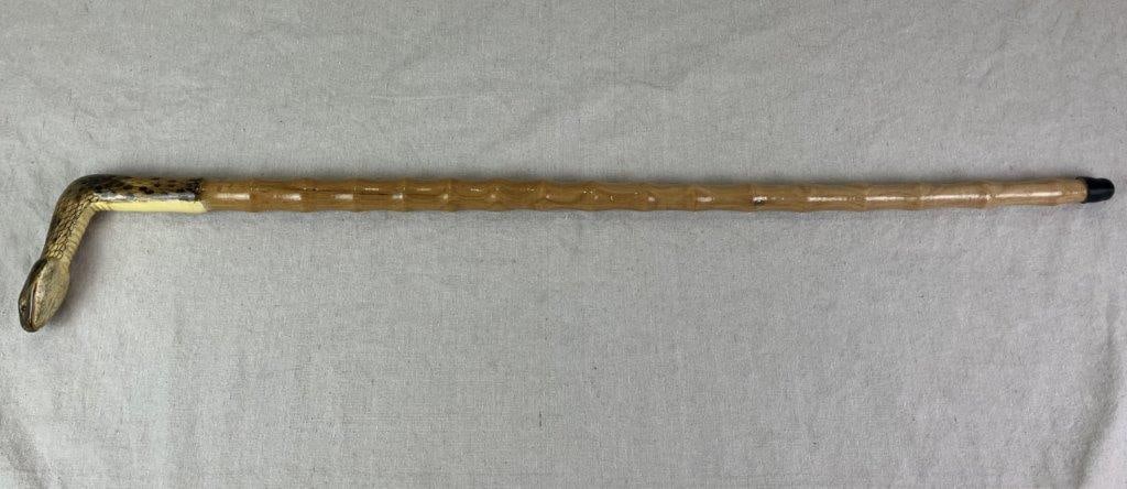 Folk Art Carved Copperhead Snake Cane - 3