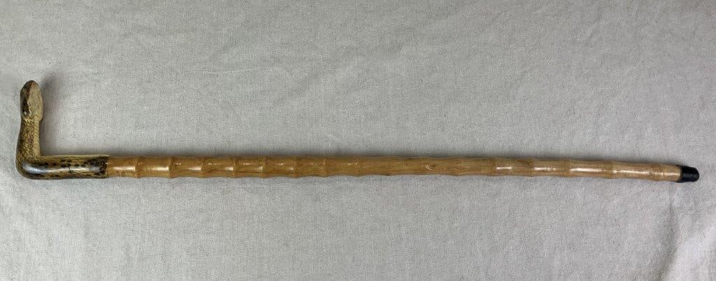 Folk Art Carved Copperhead Snake Cane - 4