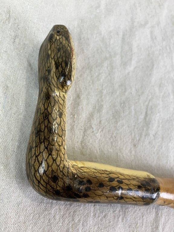 Folk Art Carved Copperhead Snake Cane - 5