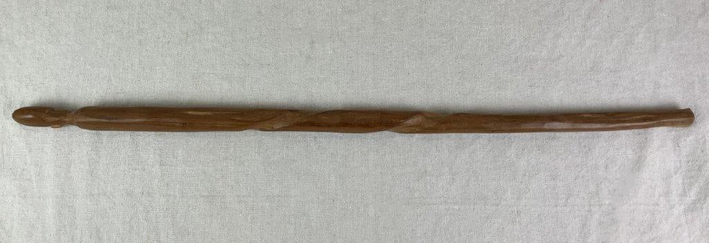 Folk Art Carved Cane with Tribal Mask Handle - 5