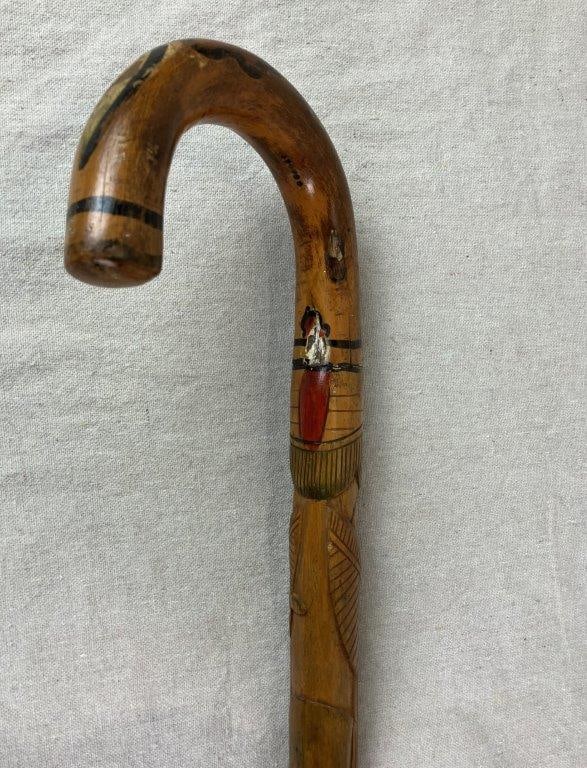 Mexican Folk Art Carved Wood Cane - 3