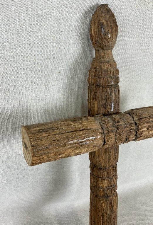 Folk Art Ash Wood Cross Carving - 2