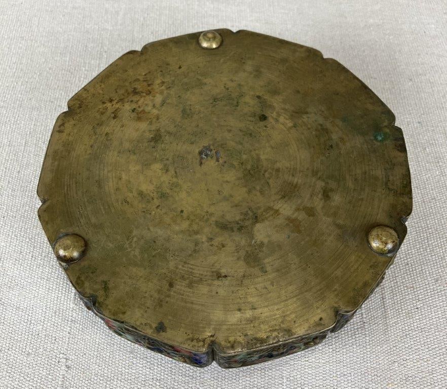 Chinese Brass Champleve Enamel Trinket Box - 9
