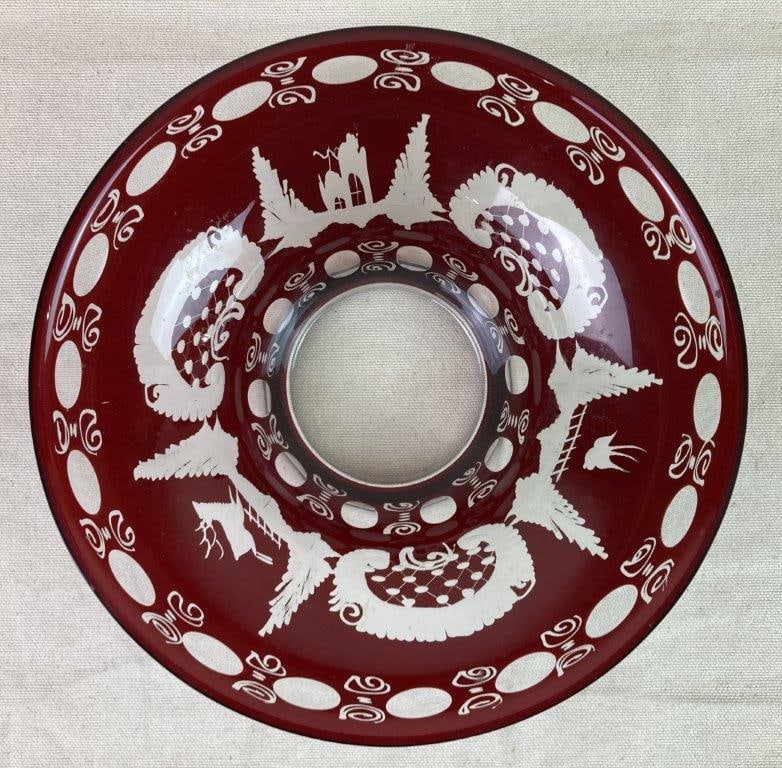 Vintage Egerman Bohemian Ruby Red Glass Bowls - 2