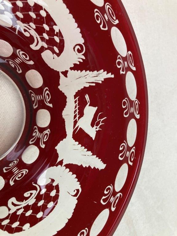 Vintage Egerman Bohemian Ruby Red Glass Bowls - 3