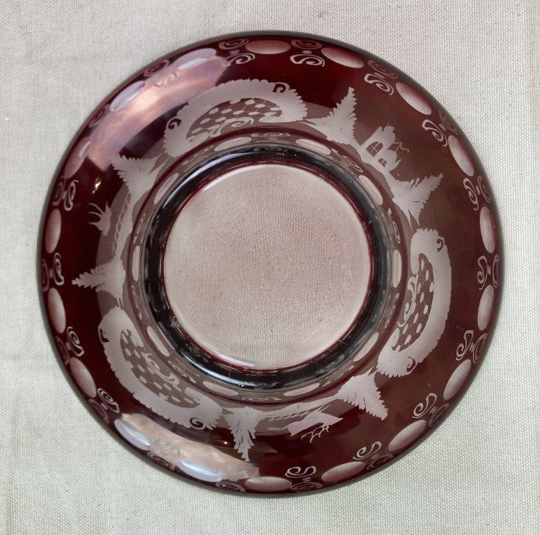 Vintage Egerman Bohemian Ruby Red Glass Bowls - 4