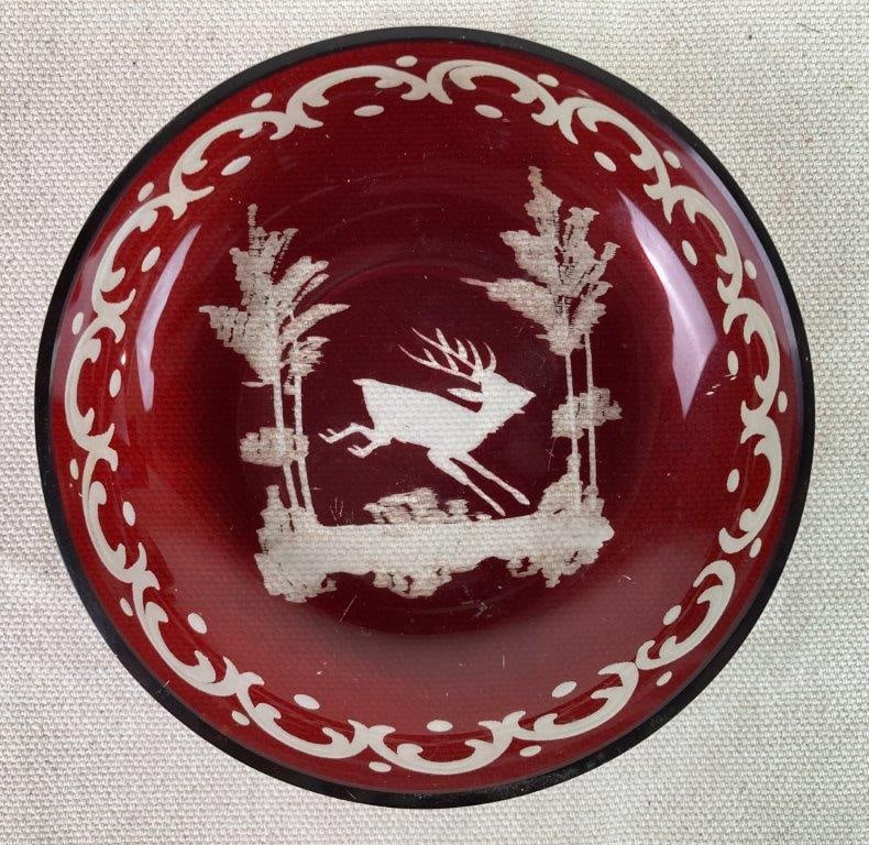 Vintage Egerman Bohemian Ruby Red Glass Bowls - 5