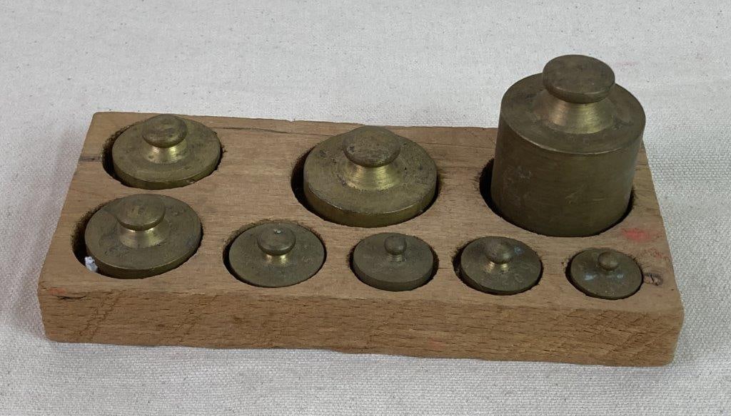 Topane Cast Iron and Brass Scale with Weights - 12