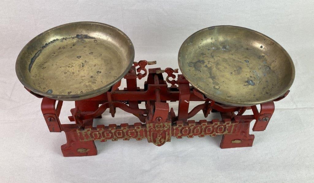 Topane Cast Iron and Brass Scale with Weights - 3