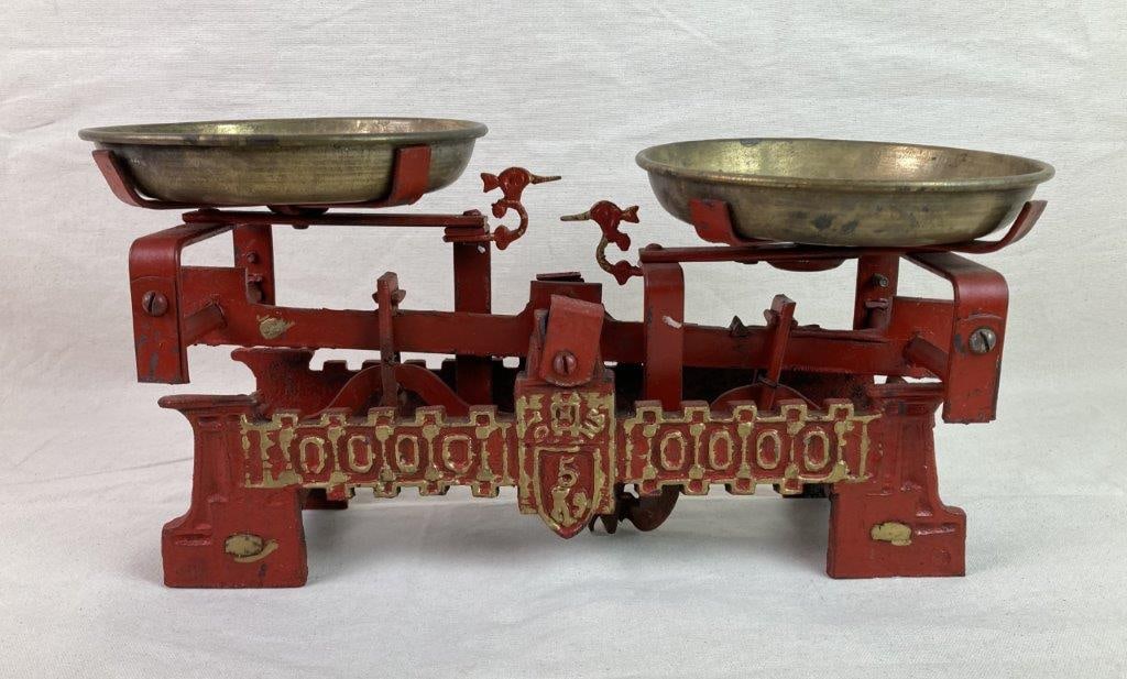 Topane Cast Iron and Brass Scale with Weights - 7