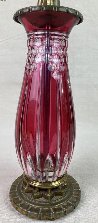 Vintage Cranberry Glass Table Lamp - 6