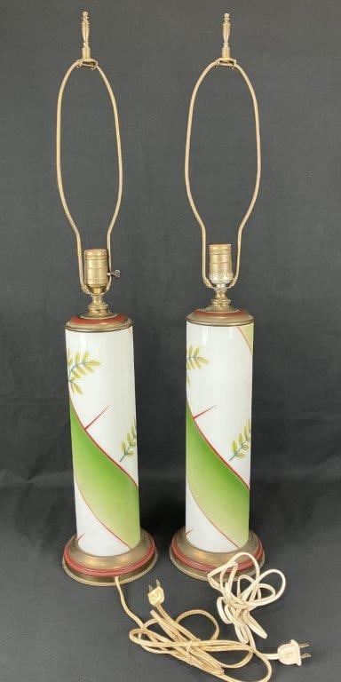 Pair of Mid Century Modern Decorated Lamps - 4