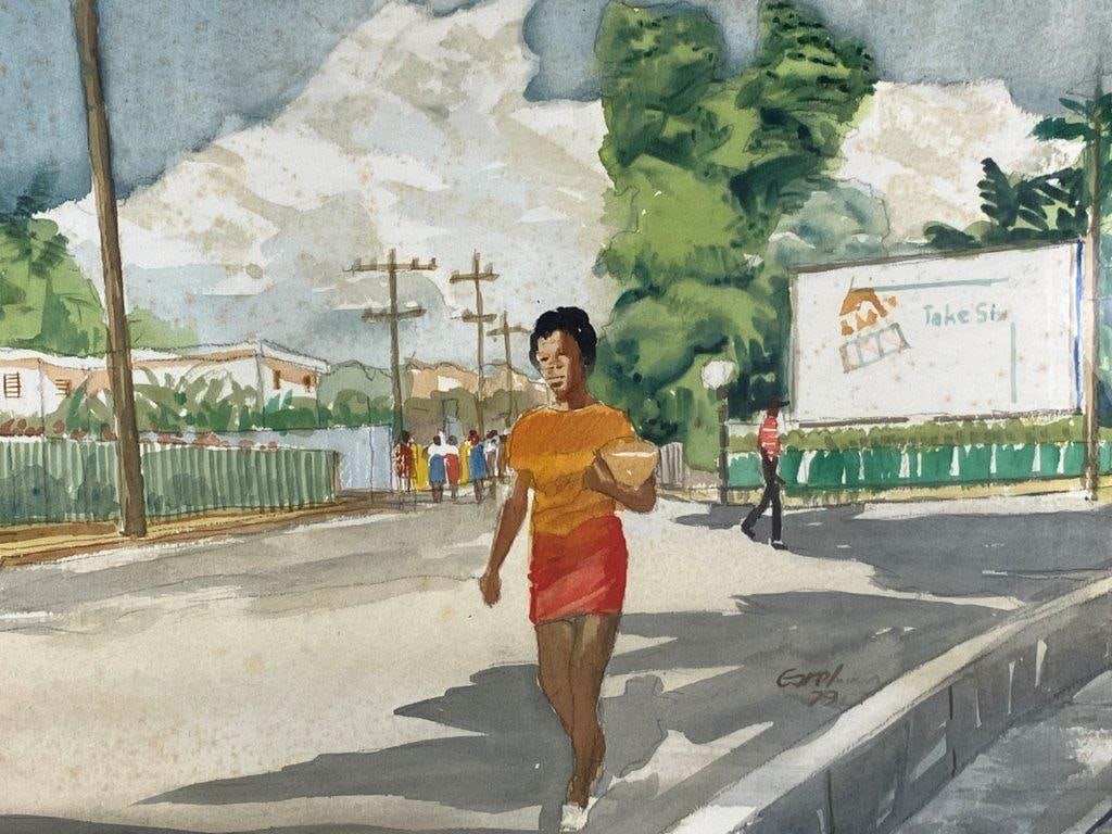 Mid-Century Black Americana Watercolor Painting - 2