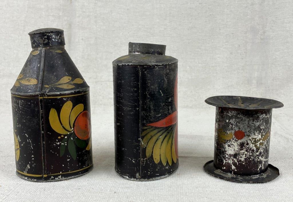 Three Toleware Storage Vessels - 6