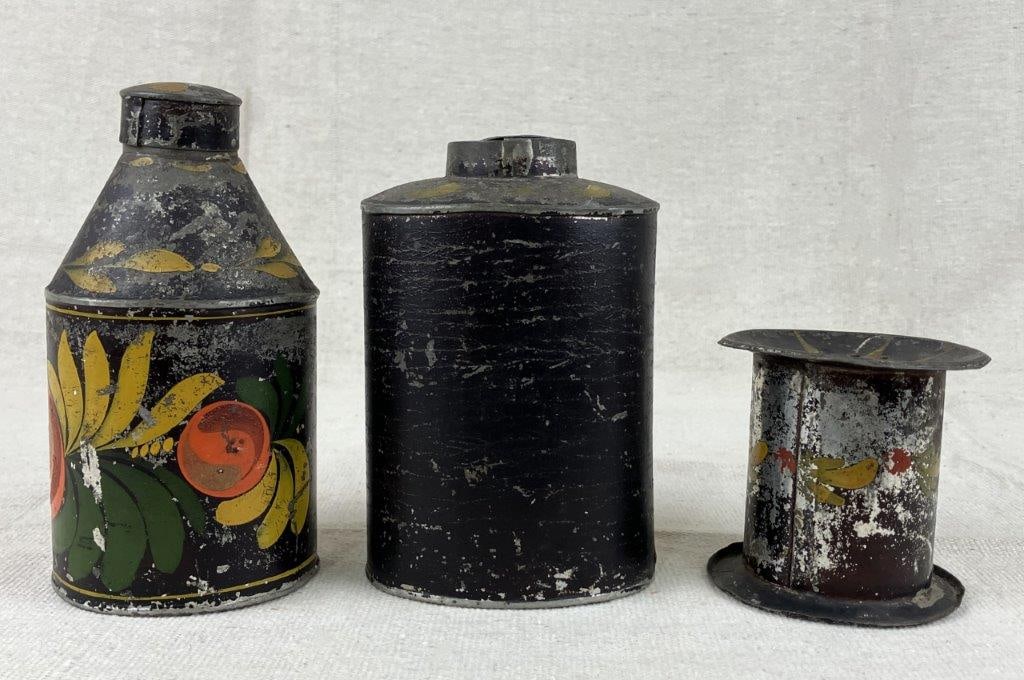 Three Toleware Storage Vessels - 7