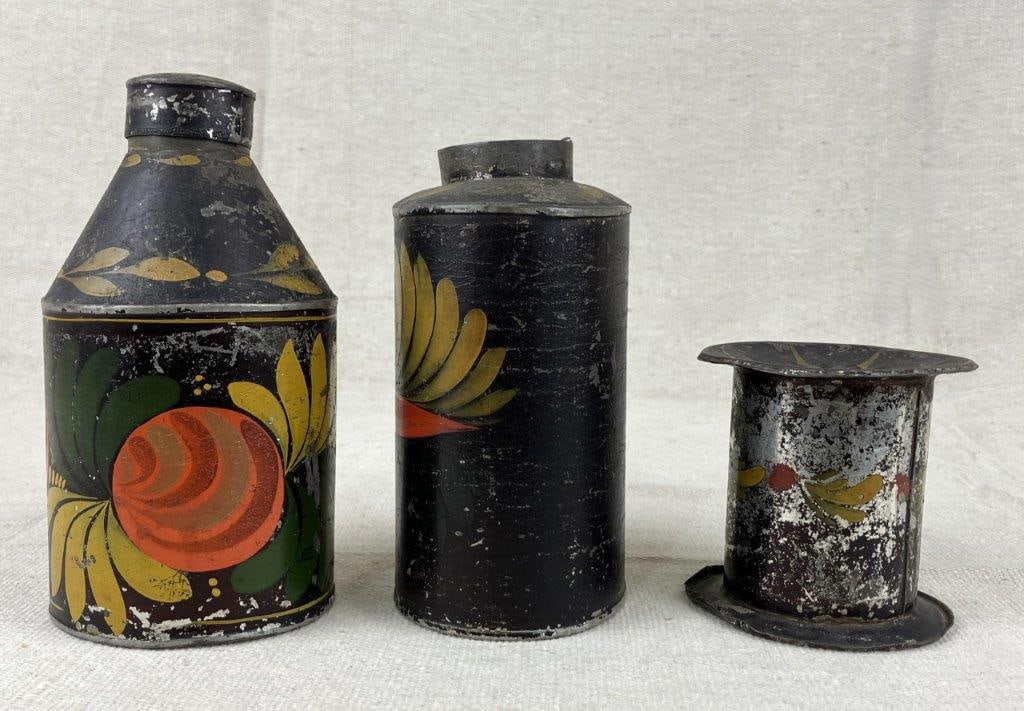 Three Toleware Storage Vessels - 8
