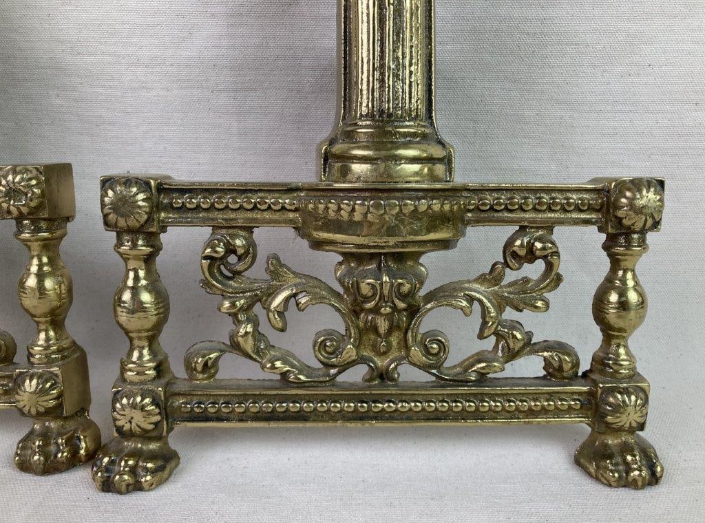 Cast Iron French-Style Column Andirons - 3