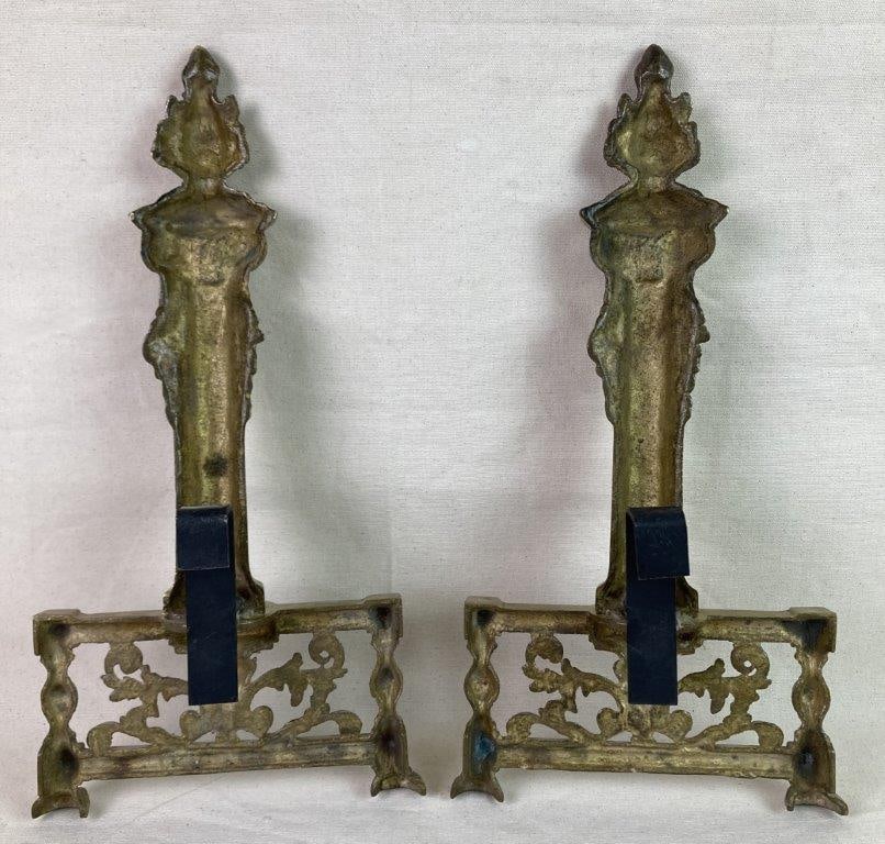Cast Iron French-Style Column Andirons - 6
