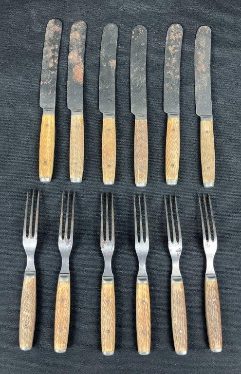 Imperial Cutlery Works Antler-Handled Forks and Knives - 4