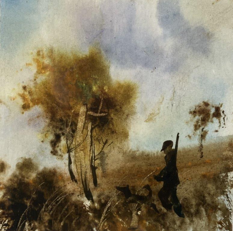 Hunting Scene Watercolor Painting - 3