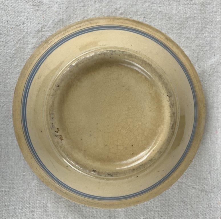 Vintage Yellow Ware Bowl with Two Green Bowls - 18