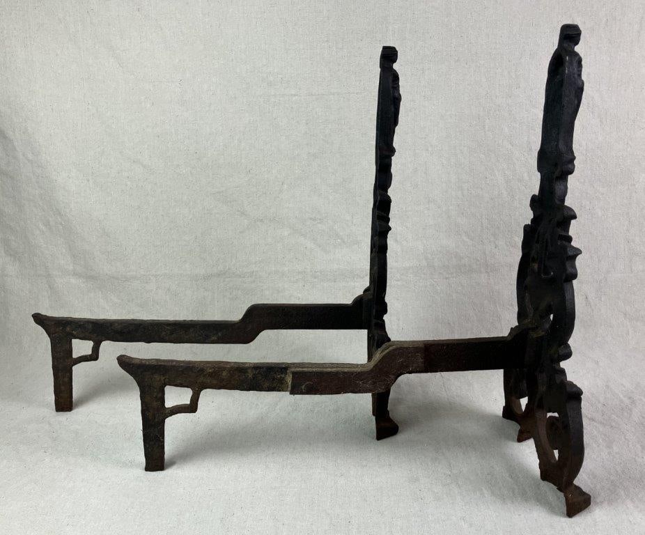 Cleopatra Sculptural Cast Iron Andirons - 4